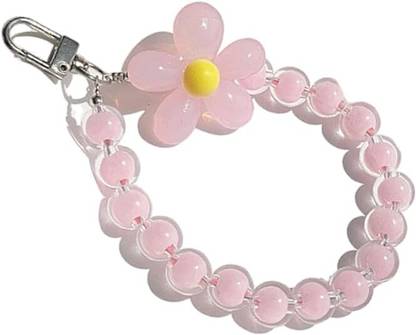 PSRR Pearl Beaded Flower Bracelet Creative Hanging Rope Keychain Phone Charm