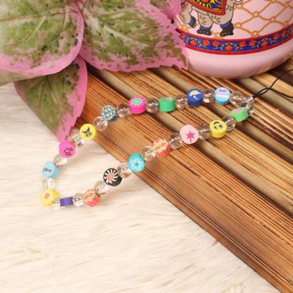 Threads & Beads mobile charm with multi color dual beads and trasnparent beads Phone Charm
