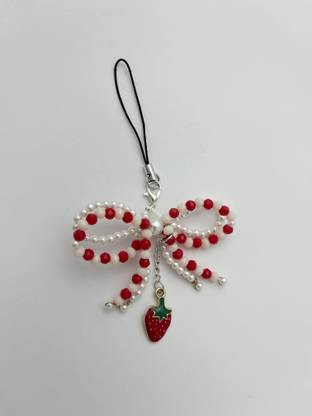 Rheeal By Ria Aesthetic Cute Bow Phone Charm & Bag Keychain – Pinteresty Strawberry Charm Phone Charm