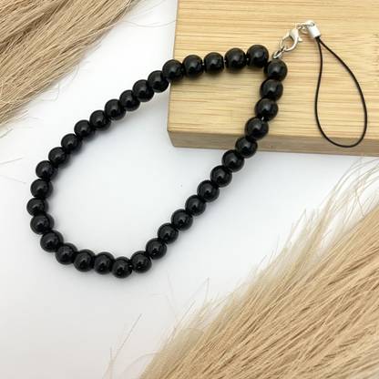 Oralia 8mm Black glass Beads Phone Charm Strap | Key chain | Bag Charm Phone Charm