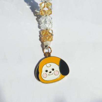 DearME Love Yourself BT21 Character Chimmy Key Chain Suncatcher Lanyard With Crystal Beads Phone Charm