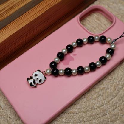 ThreadsandBeads Black Beads & Pearl Phone Charm