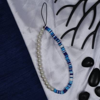 Threads & Beads Phone charm with Pearl & fimmo chip,mid ocean Phone Charm