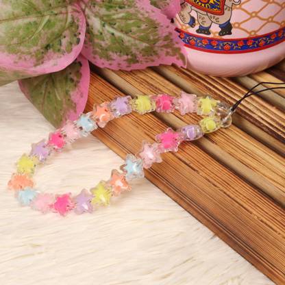 Threads & Beads Phone charm with big colorful beads, star Phone Charm