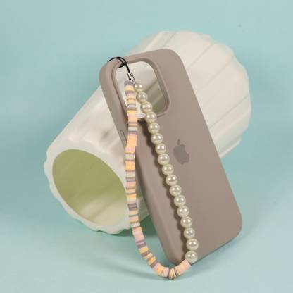 ThreadsandBeads Pearl & Flat Fimmo Beads , Jasmine Grey Phone Charm