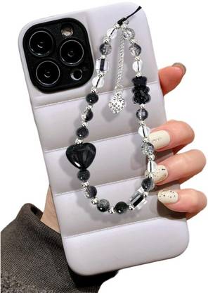 ONCRO Crystal clear Acrylic Heart & teddy beads bracelet phone charms hanging handmade Phone Charm