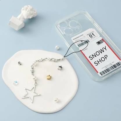 SNOWY SHOP Cute Star Y2K Phone Charm for Girls–Aesthetic Star Beads Silver Mobile Accessory Phone Charm