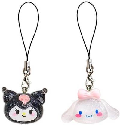 ONCRO Cute Kuromi Cinnamoroll Dog Crystal bracelet necklace hanging keychain for girls Phone Charm