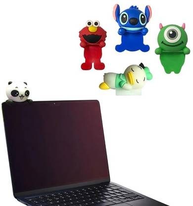 Crysendo 5pcs Laptop Charms For Screen Edge | Cute Cartoon Characters Doll Support Phone Charm