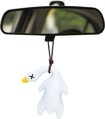 sannidhi Photochromic White Dangling Duck Rear View Mirror Charm Phone Charm