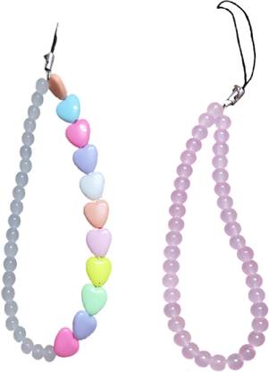 MOREL HEART AND PINK MOTI MOBILE COVER STRING COMBO Phone Charm