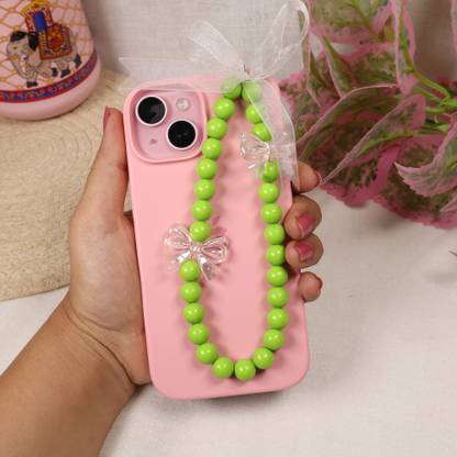 Threads & Beads mobile charm with trasparent bow charm and bold bead Phone Charm