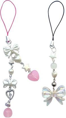 Snowys Shop Snowy’s Shop 2 Piece Coquette Phone Charm – Bow, Heart & Star Aesthetic Keychain Phone Charm