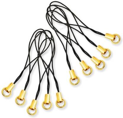 KIPZO Metal Phone Charm Thread Hanging String Rope Cord Nylon Black with Jump Ring Phone Charm