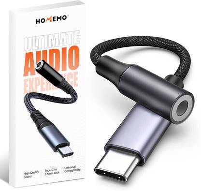 HOMEMO For IPhone 15 Series&Galaxy A&F&M&S Series&Redmi&OnePlus&Google&Nothing(Black) Type C to 3.5 mm Audio Jack Connector with DAC Headphone Converter Adapter Phone Converter