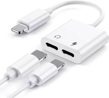 SANNO WORLD White iPhone Lightning Splitter, 2 in 1 Dual Lightning Port Headphone Phone Converter