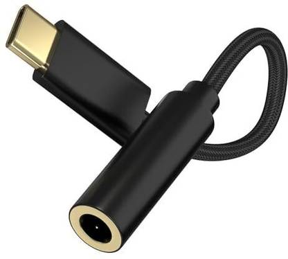 sounce Black Type C to 3.5 mm Jack Audio Connector, Noise Cancelling Headphone Jack Converter Phone Converter