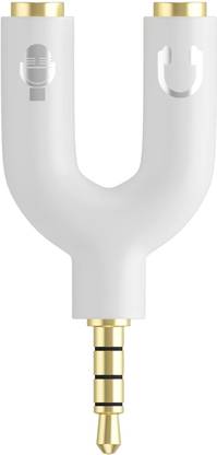 HDF White 3.5 mm Audio Jack Splitter - Headphone and Microphone (White, Pack of 1) Phone Converter