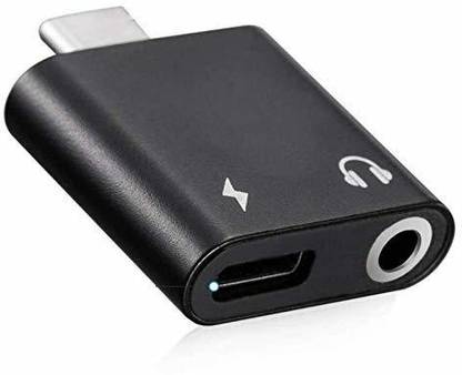 Skymac Black 2-in-1 USB Type-C to 3.5mm Headphone Audio Jack Charging Cable Adapter Phone Converter