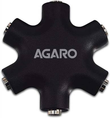 AGARO Black 6 in 1 Aux 3.5mm Stereo Audio Splitter Phone Converter