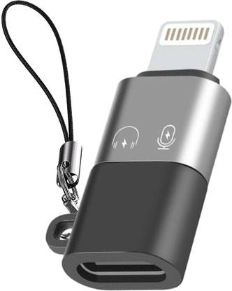 UBRONIK Grey Type C Female to Lightning Male Adapter with Thread Iphone Connector Phone Converter