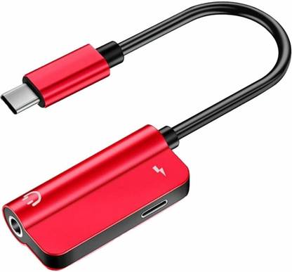 SANNO WORLD Red 2in1Cto3.5mm Headphone Jack Adaptor/Connector Aux Audio(not supporting calling) Phone Converter