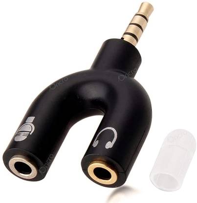 DawnRays Black U Shape Audio Stereo Splitter Converter Kit for Headset 3.5mm Audio Jack to Headphone Microphone Splitter Converter Adaptor 1 Male 2 Female/Dual Headphone Jack Splitter For Mobile,PS4 Controller, Laptop, Mac Phone Converter Phone Converter