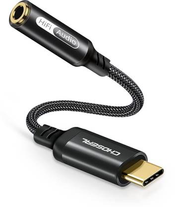 CHOSEAL Black USB Type C to 3.5 mm Audio Jack Connector with Hi-Res DAC Headphone Converter Phone Converter