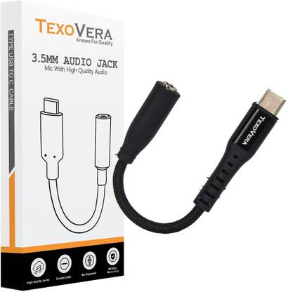 TEXOVERA Black Type C to 3.5 mm Audio Jack Connector With DSC Chip Phone Converter