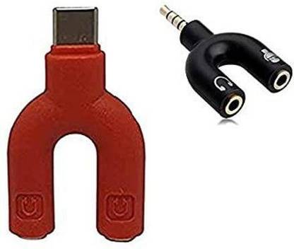 Gadget Zone Multicolor U Shape Type-C Audio Jack to Headphone Microphone Splitter 03 Phone Converter