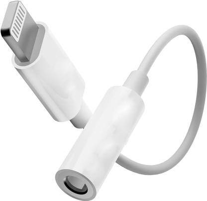 Hespa White Headphone Jack Adapter | Lightning to 3.5mm AUX Audio Dongle Phone Converter
