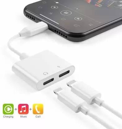 Exsalrate White W2 IPHONE- Dual Jack Connecter IOS Dual Jack Adapter Phone Converter