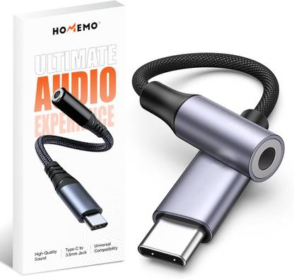 HOMEMO For IPhone 15 Series&Galaxy A&F&M&S Series&Redmi&OnePlus&Google&Nothing(Grey) Type C to 3.5 mm Audio Jack Connector with DAC Headphone Converter Adapter Phone Converter