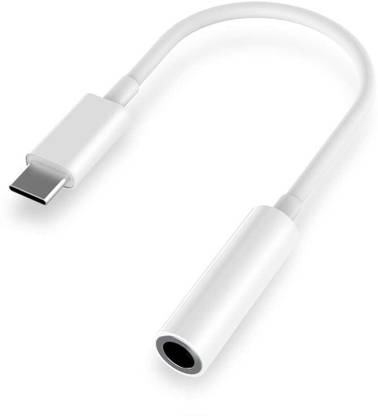 BiteSize White Type-C to 3.5 MM Jack Cable for Earphone, Headphone, Hands-Free, White Phone Converter