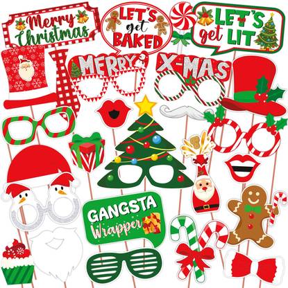 Wobbox Christmas Party Props, Merry Christmas Props, Christmas decorations items (1) Photo Booth Board