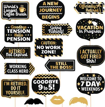 ZYOZI Retirement Photo Booth Props for Retirement Party Decorations (Pack of 17) Photo Booth Board