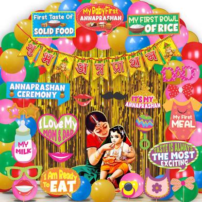 Wobbox Annaprashan Props, Annaprashan Banner,Annaprashan Decoration Items(44Pc))FP5758) Photo Booth Board