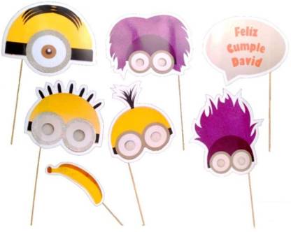 Partywala Minions Theme Party Stick Props Set Of 7Pcs Photo Booth Board