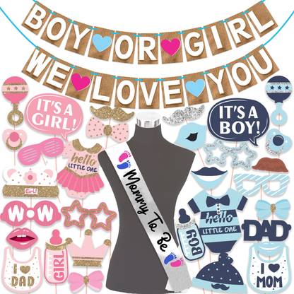 Wobbox Baby Shower Props, Mom To Be, Dad To Be, Baby Shower Decoration Items (FP4733) Photo Booth Board