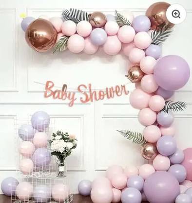 Xzotic Baby Shower Decoration items kit with Pastel & Rose Gold balloons Photo Booth Board