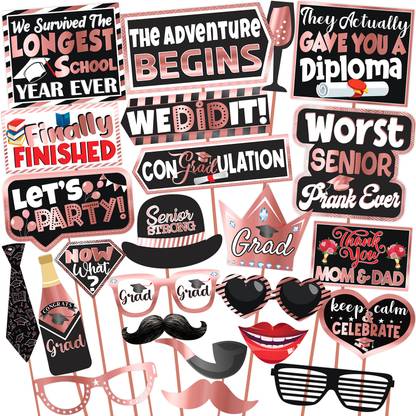 Wobbox Graduation Photo Booth Props, Graduation Decoration Items(3) Photo Booth Board