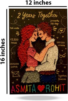 Gurujitraders Amazing String Art Wall Hanging Thread Art For Wedding Gift (12 X 16 cm) Photo Booth Board