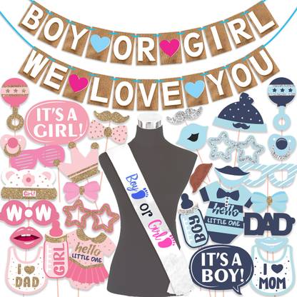 Wobbox Baby Shower Props, Mom To Be, Dad To Be, Baby Shower Decoration Items (FP4740) Photo Booth Board