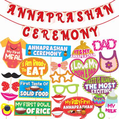 Wobbox Annaprashan Props, Subh Annaprashan Banner, Annaprashan Decoration Kit-38 Photo Booth Board