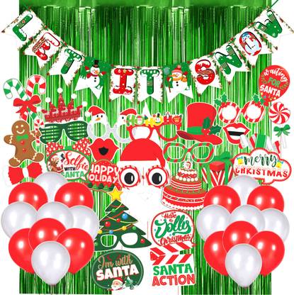 Wobbox Christmas Party Props, Merry Christmas Banner, Christmas decorations items (204) Photo Booth Board