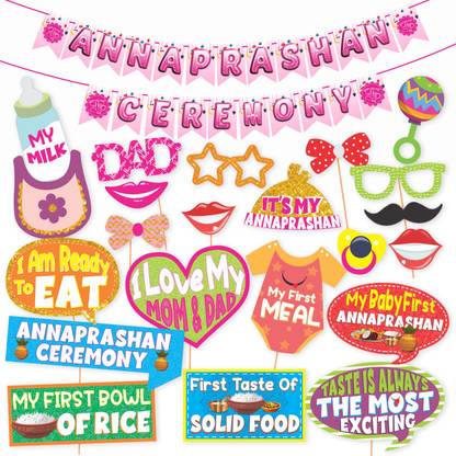 Wobbox Annaprashan Props, Subh Annaprashan Banner, Annaprashan Decoration Kit-39 Photo Booth Board