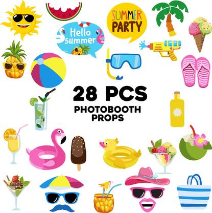 ZYOZI 28 Pool Photo Booth Props Beach Pool Party Favors Summer Party Photo Props Photo Booth Board