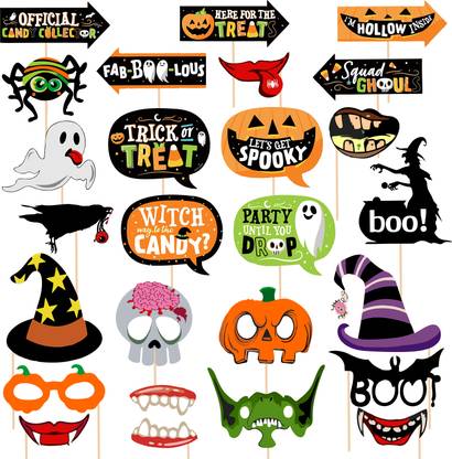 ZYOZI Halloween Theme Party Photo Booth Props, Halloween Party Photo Booth 25 PCS Photo Booth Board