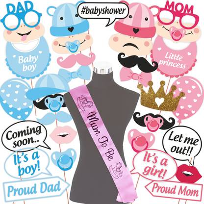 Wobbox Baby Shower Props, Baby Shower Sash, Baby Shower Decoration Items (FP431) Photo Booth Board