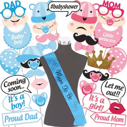 Wobbox Baby Shower Props, Baby Shower Sash, Baby Shower Decoration Items (FP435) Photo Booth Board